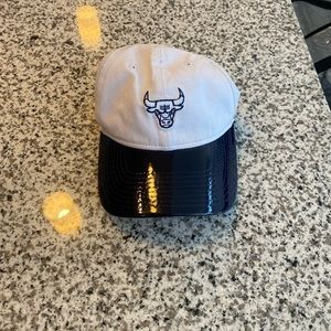 White and dark navy blue Chicago bulls cap